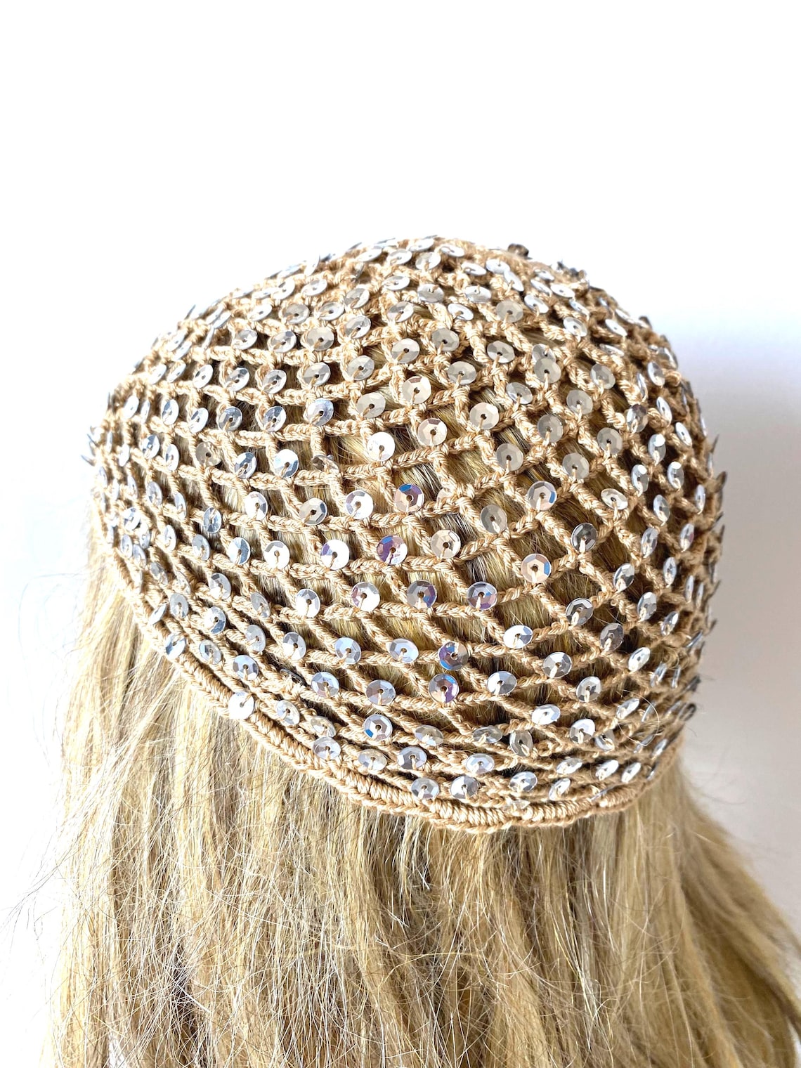Beige Crochet Mesh Hat, All Color Skull Cap, Netted Beanie, Handmade ...