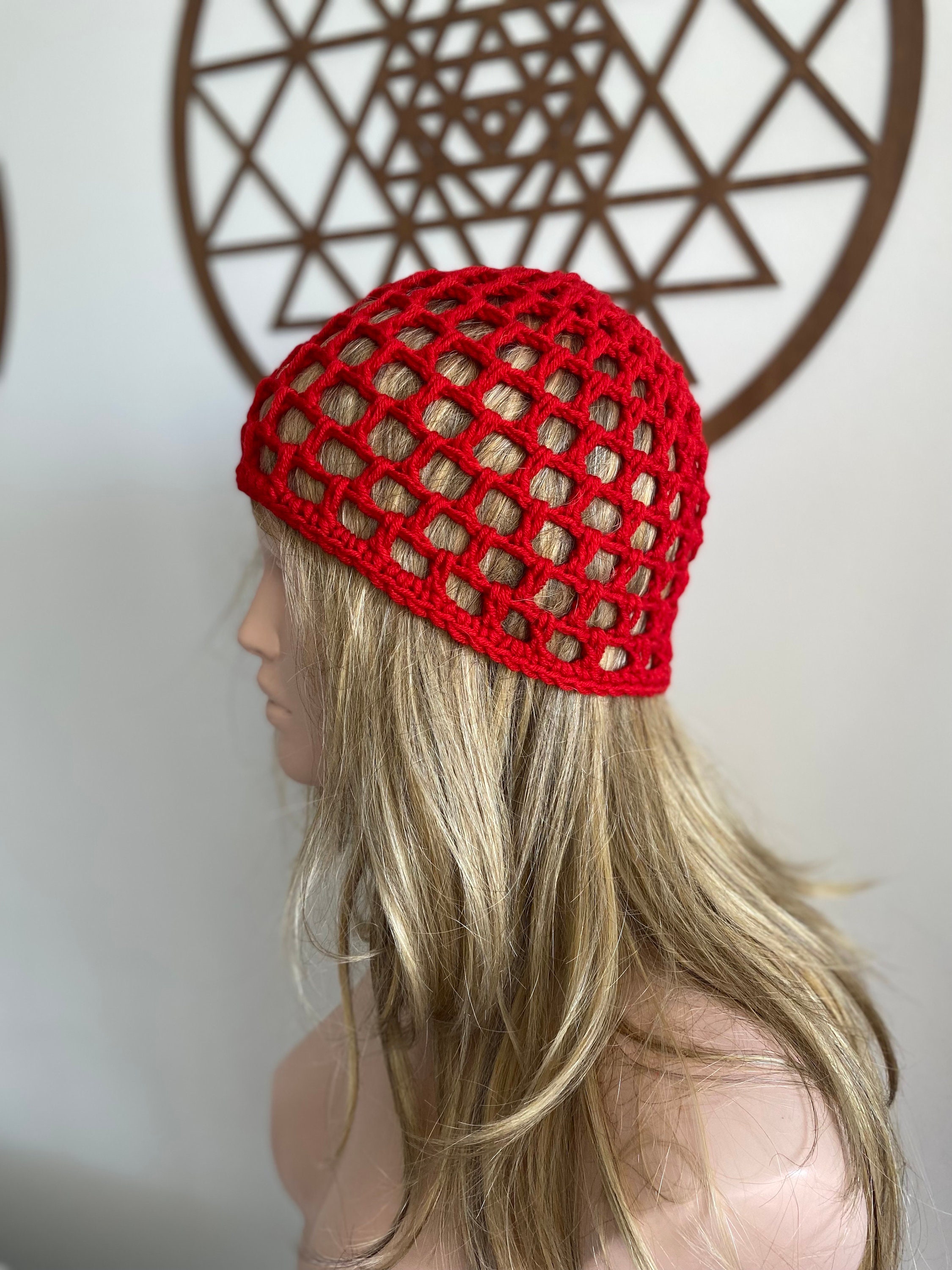 Crochet Black Mesh Hat: All Color Skull Cap, Netted Beanie, Handmade - Etsy