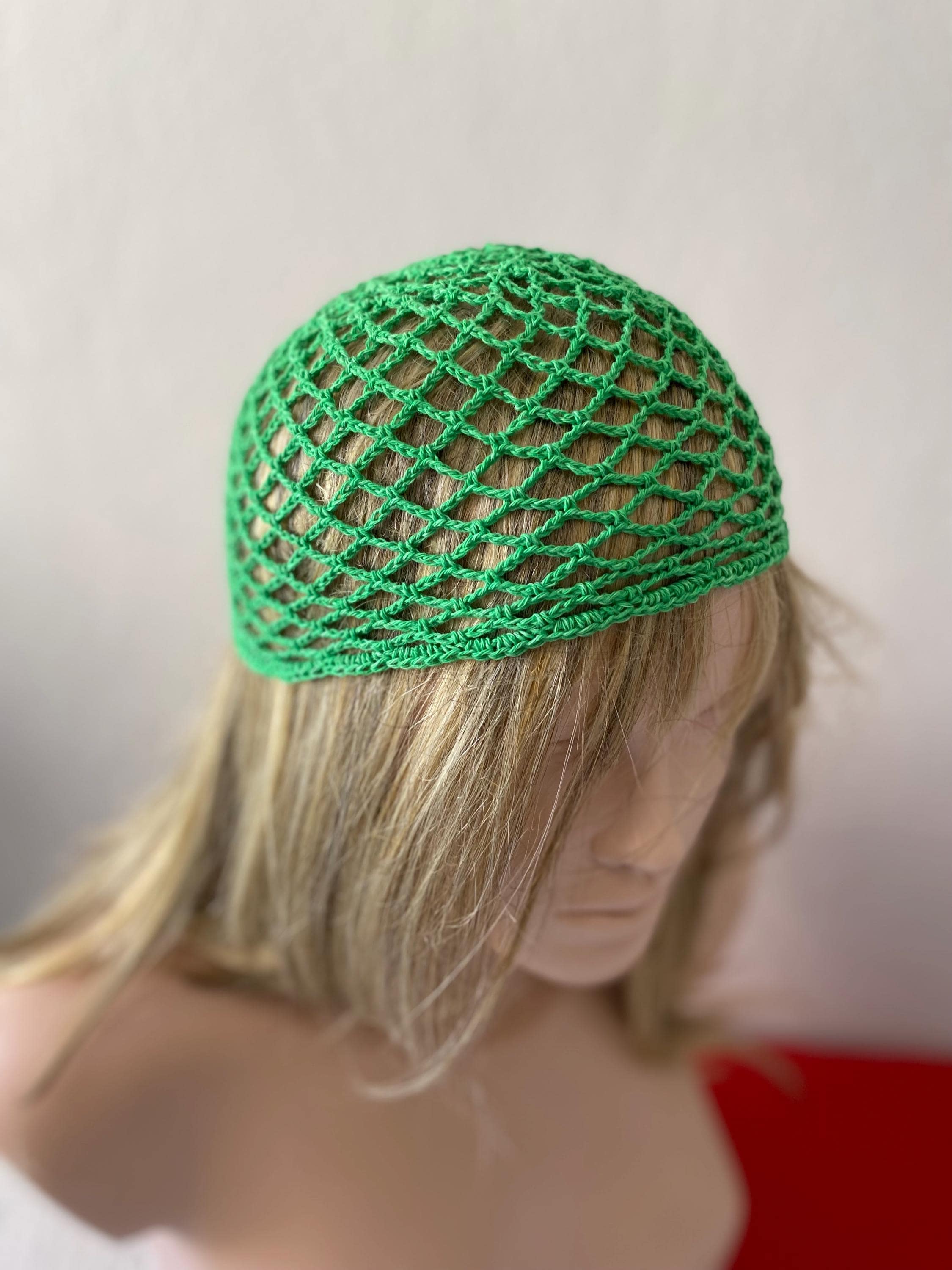 Apple Green Crochet Cotton Mesh Hat: All Color Skull Cap 