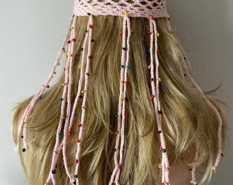 Pastel Pink Jelly Fish Mesh Hat: All Color Skull Cap, Netted Beanie, Handmade