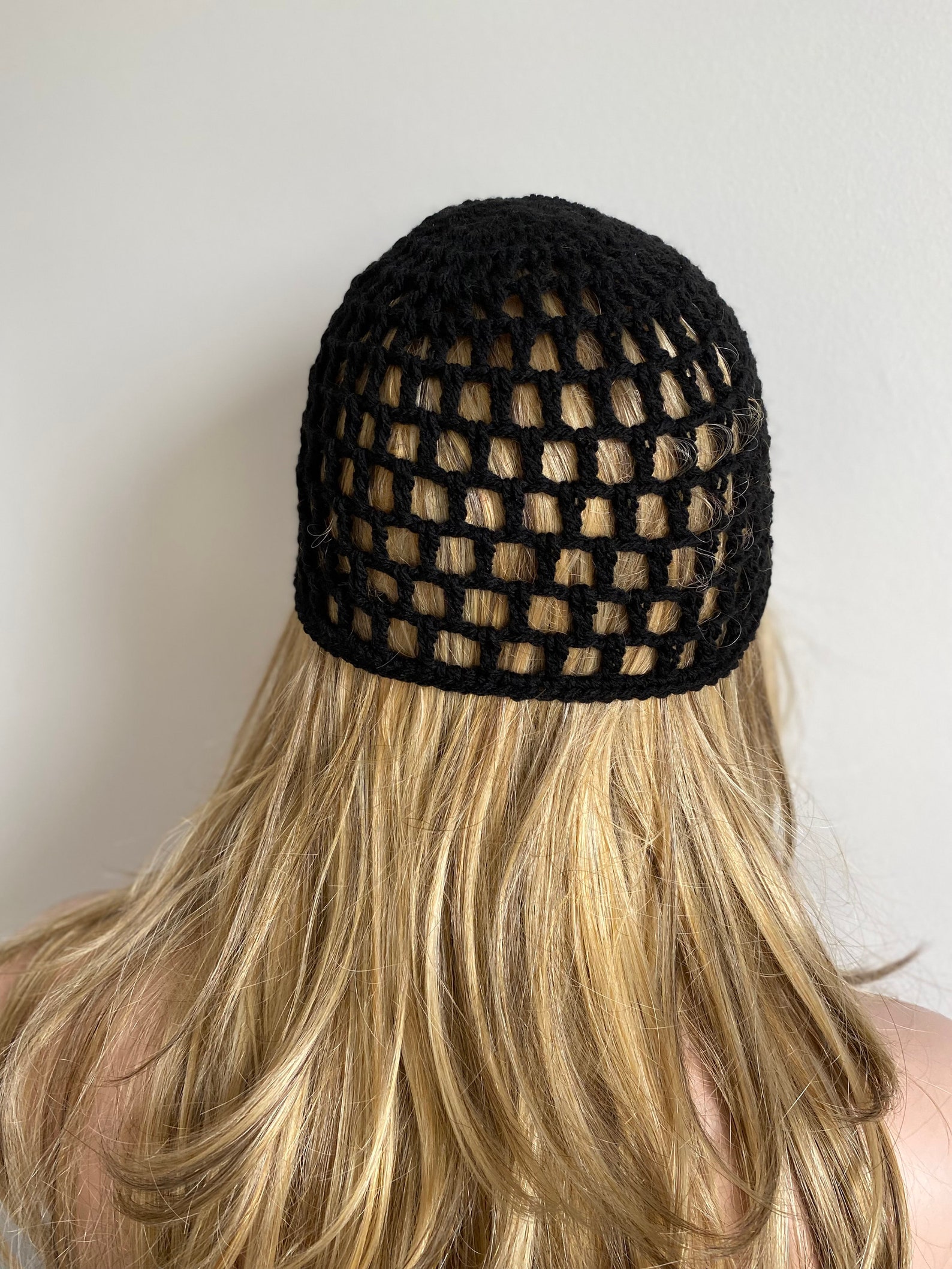 Crochet Black Mesh Hat: All Color Skull Cap, Netted Beanie, Handmade - Etsy