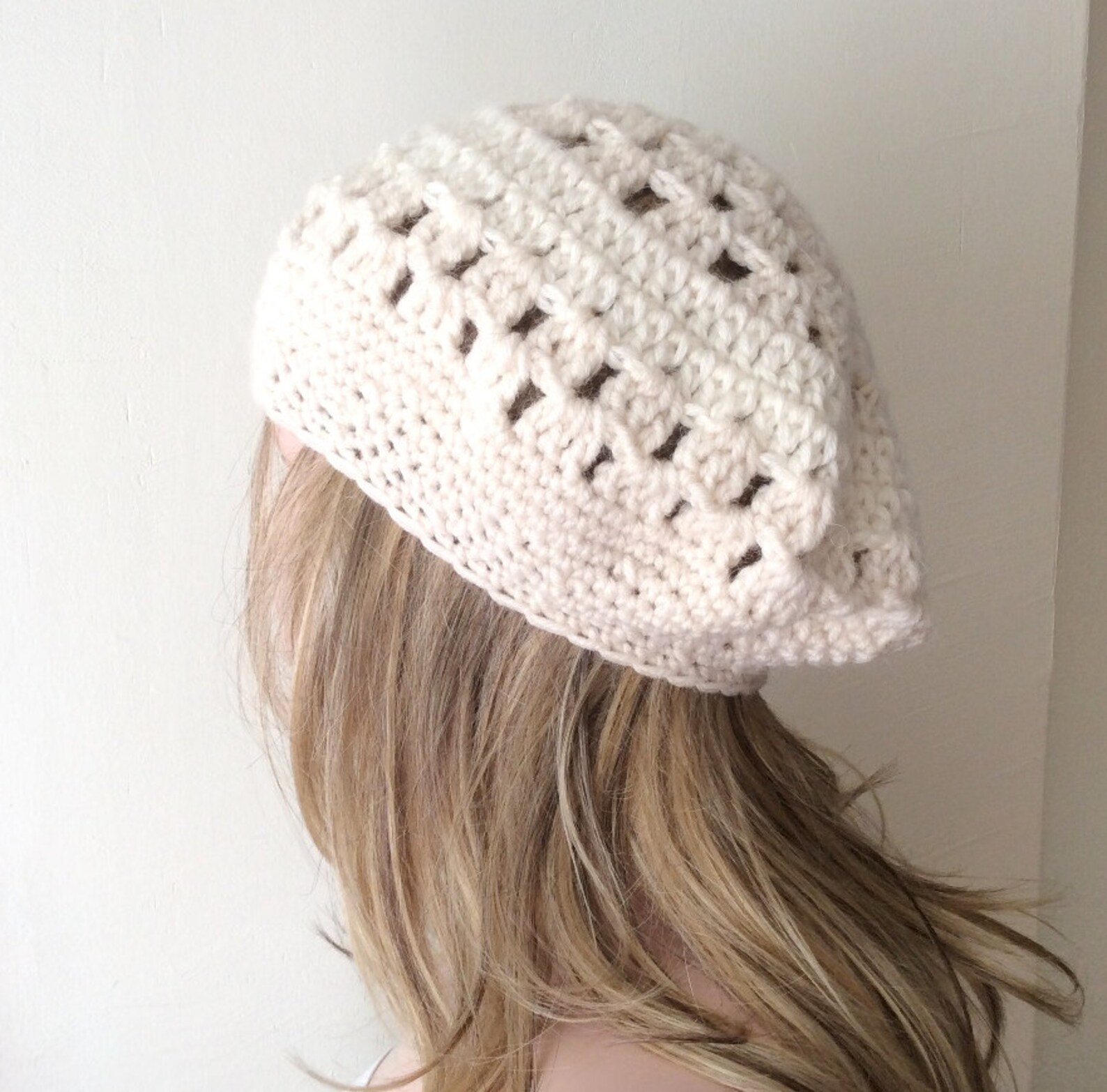 Handmade Crochet Cream Color Hat. Ivory Beret Cream Tam Etsy