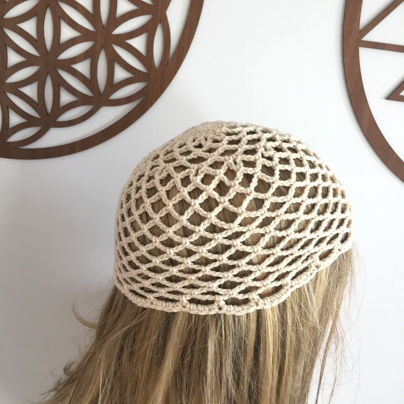 Bonnet en maille de coton au crochet, bonnet de toutes les couleurs, bonnet en résille, chapeau fait main, bonnet en résille image 7