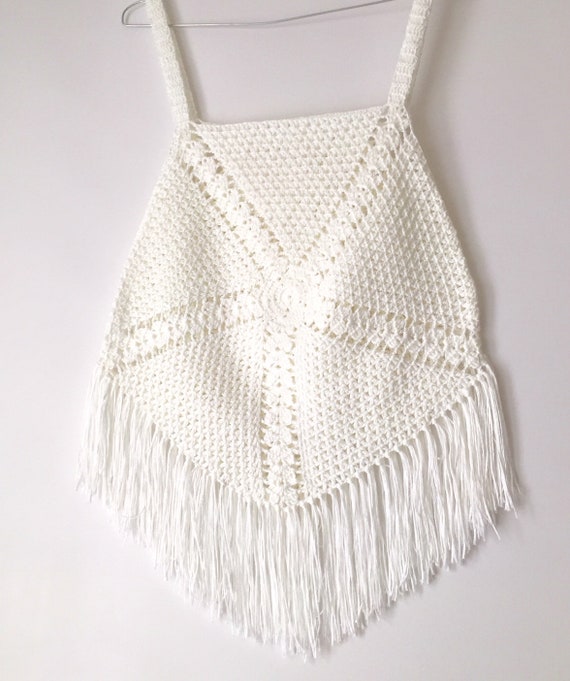 White Halter Top Boho White Crochet Crop Festival Boho Top | Etsy