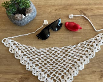 Summer, spring  Bandanas: Choose Crochet Scarf, Cotton Triangle Chooker, Handmade