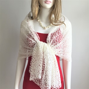 Off White French Lace Bridal Shawl: Soft Cotton Wedding Wrap