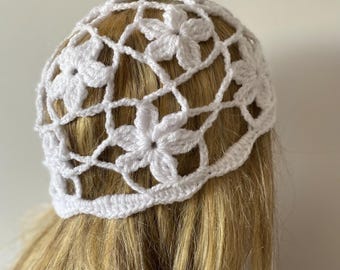Crochet Cotton Skull Cap: Handmade Circle Motif Beanie