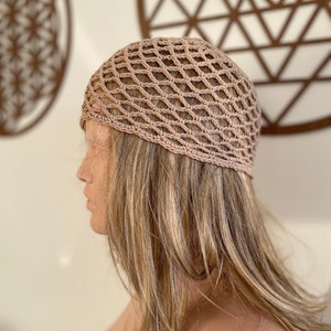 Bonnet en maille de coton au crochet, bonnet de toutes les couleurs, bonnet en résille, chapeau fait main, bonnet en résille image 2