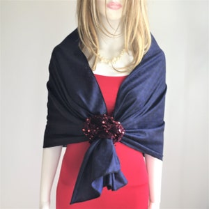 Navy Blue Dotted Cotton Shawl: Bridal Cover Up