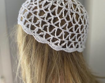 Handmade Crochet Mesh Hat – Lightweight Cotton Beanie for Festivals