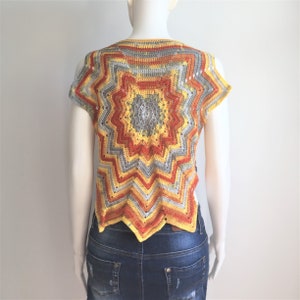 Sun Autumn Colors Crochet Vest, Boho Coton Crochet,Sweater, Festival Boho Top, Simple Clothes, Crochet Vest