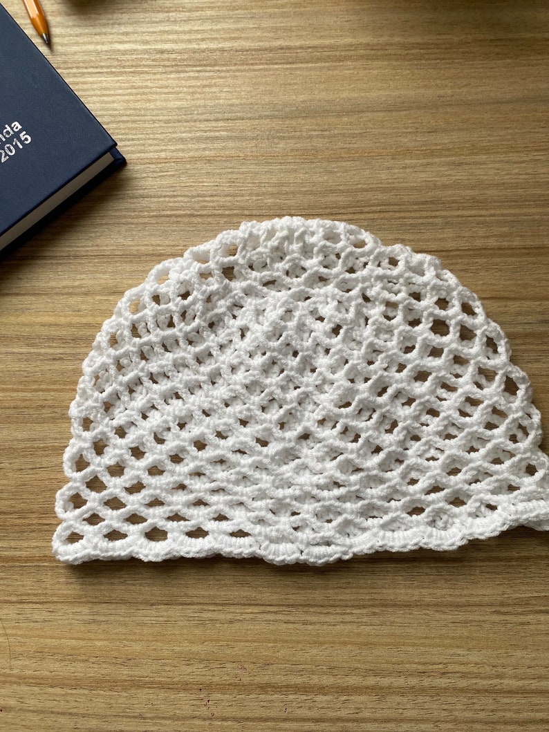 Bonnet en maille de coton au crochet, bonnet de toutes les couleurs, bonnet en résille, chapeau fait main, bonnet en résille image 9