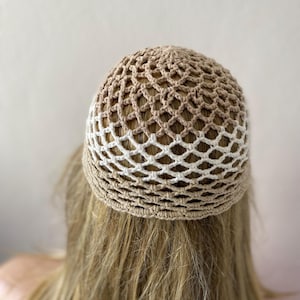 Crochet Creaam Beige tones color Cotton Mesh Hat, All Color Skull Cap, Netted Mesh Beanie, Handmade hat, Mesh Beanie