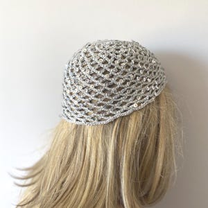 Crochet Gray Mesh Hat, All Color Skull Cap, Netted Mesh Beanie, Handmade hat, Mesh Beanie with sequins