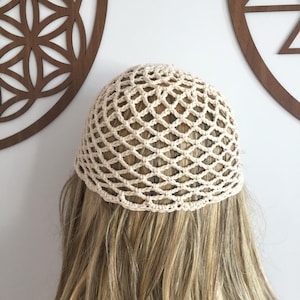 Bonnet en maille de coton au crochet, bonnet de toutes les couleurs, bonnet en résille, chapeau fait main, bonnet en résille image 5