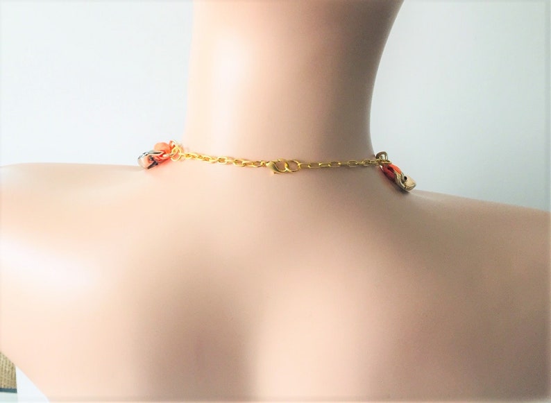Statement Necklace Bib Necklace Chain and Ribbon Necklace-Dark Blue Ribbon Necklace