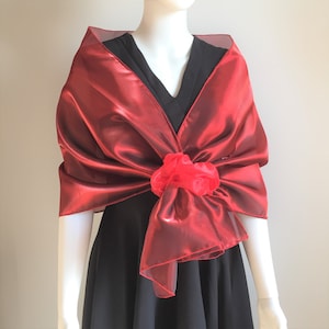 Dark Red Organze Tulle Evening Shawl,  Shoulder Top, Red Wine organz, Burgundy Wrap, Night Shawl, Bridal Cover Up
