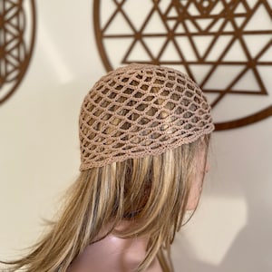 Bonnet en maille de coton au crochet, bonnet de toutes les couleurs, bonnet en résille, chapeau fait main, bonnet en résille image 3