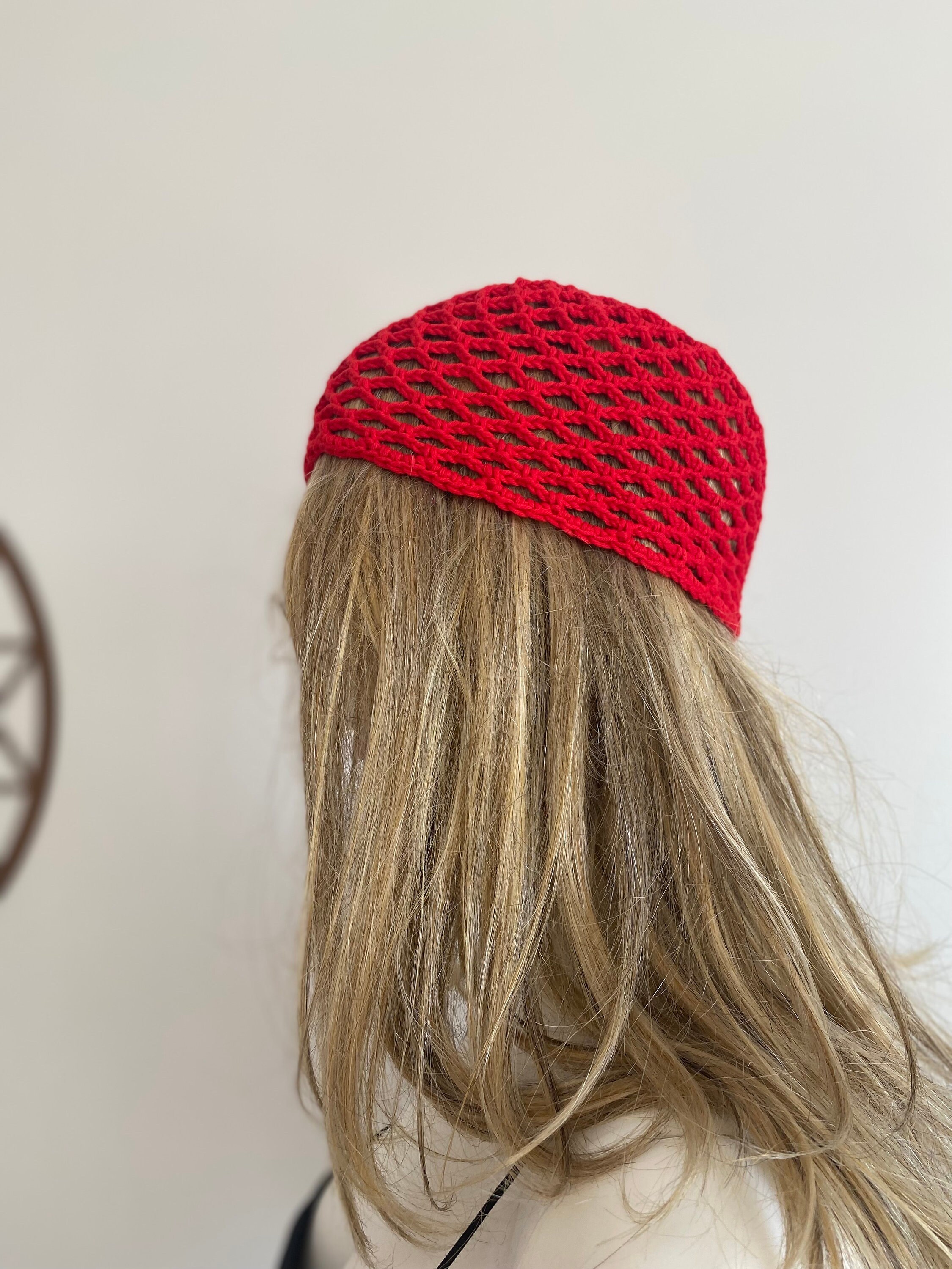 Crochet Cotton Mesh Hat: All Color Skull Cap, Netted Beanie