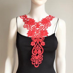 ROSE-Red Necklace-Venice Lace Necklace Bib Necklace, Statement Necklace image 4