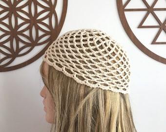 Crochet Cotton Mesh Hat, All Color Skull Cap, Netted Mesh Beanie, Handmade hat, Mesh Beanie