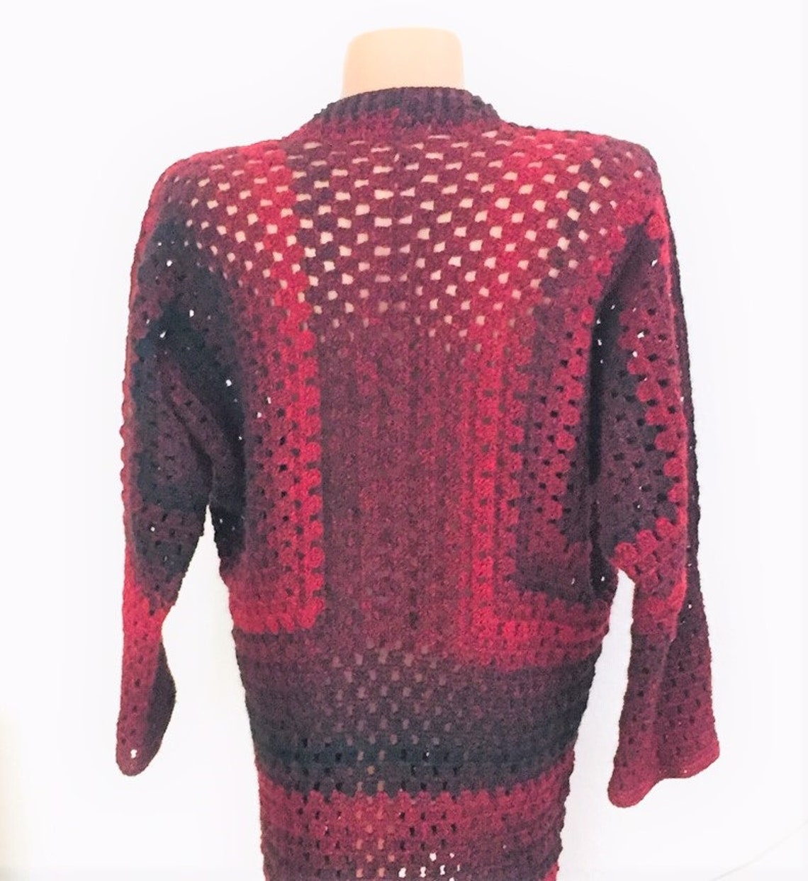 Granny Square Crocheted Cardigan Wool Jumper Boho Coat - Etsy