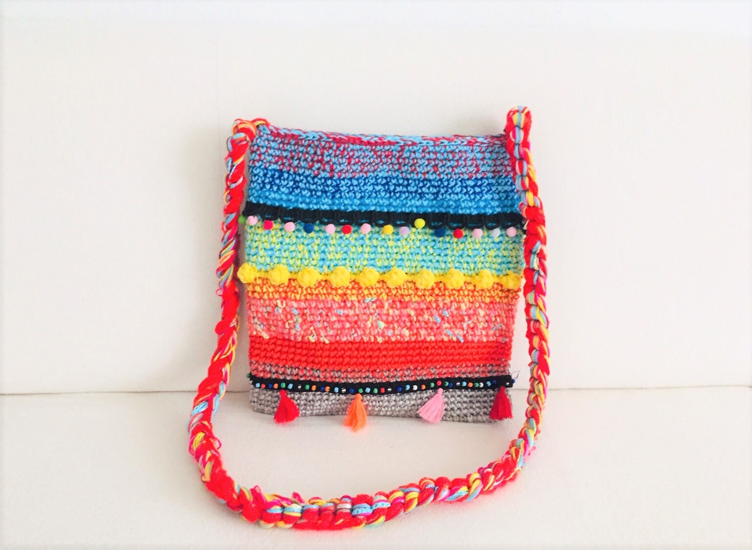 Colorful Crocheted Tote Bag Storage Bag Shoulder Bag - Etsy