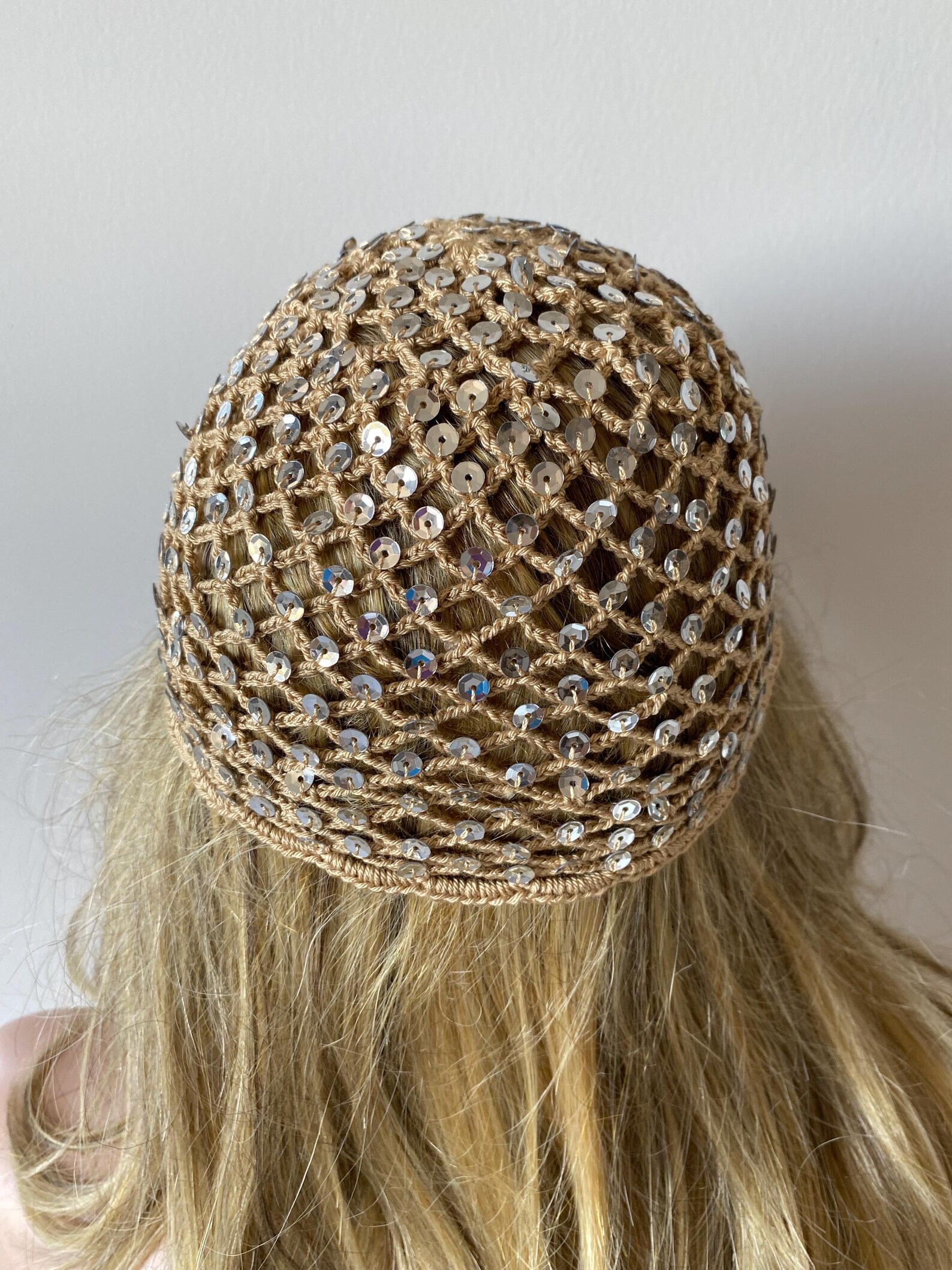 Beige Crochet Mesh Hat, All Color Skull Cap, Netted Beanie, Handmade ...