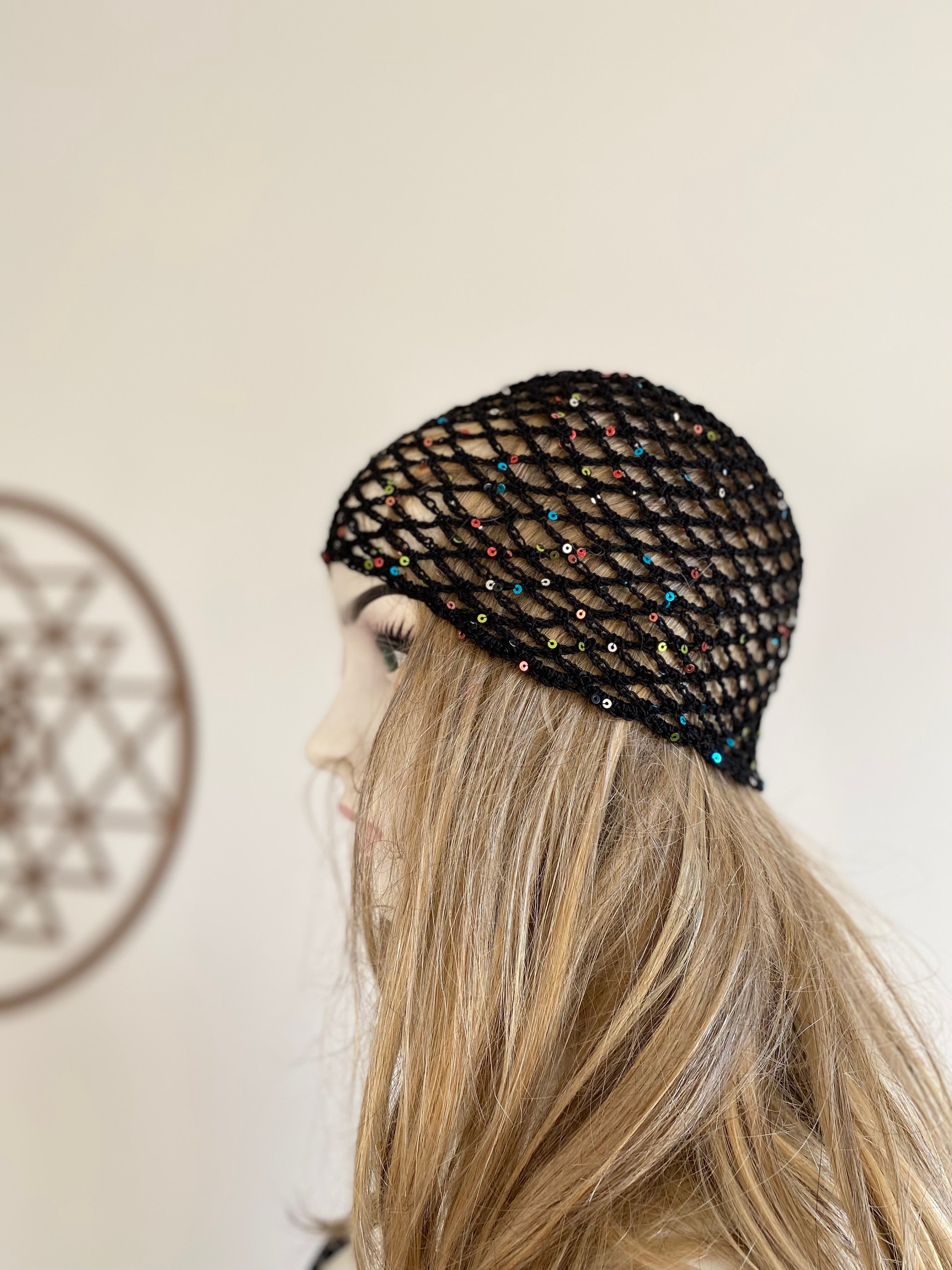 Crochet Black Mesh Hat, All Color Skull Cap, Netted Mesh Beanie, Handmade Hat, Mesh Beanie With Sequins - Etsy Crochet Black Mesh Hat, All Color Skull Cap, Netted Mesh Beanie, Handmade Hat, Mesh Beanie With Sequins - Etsy