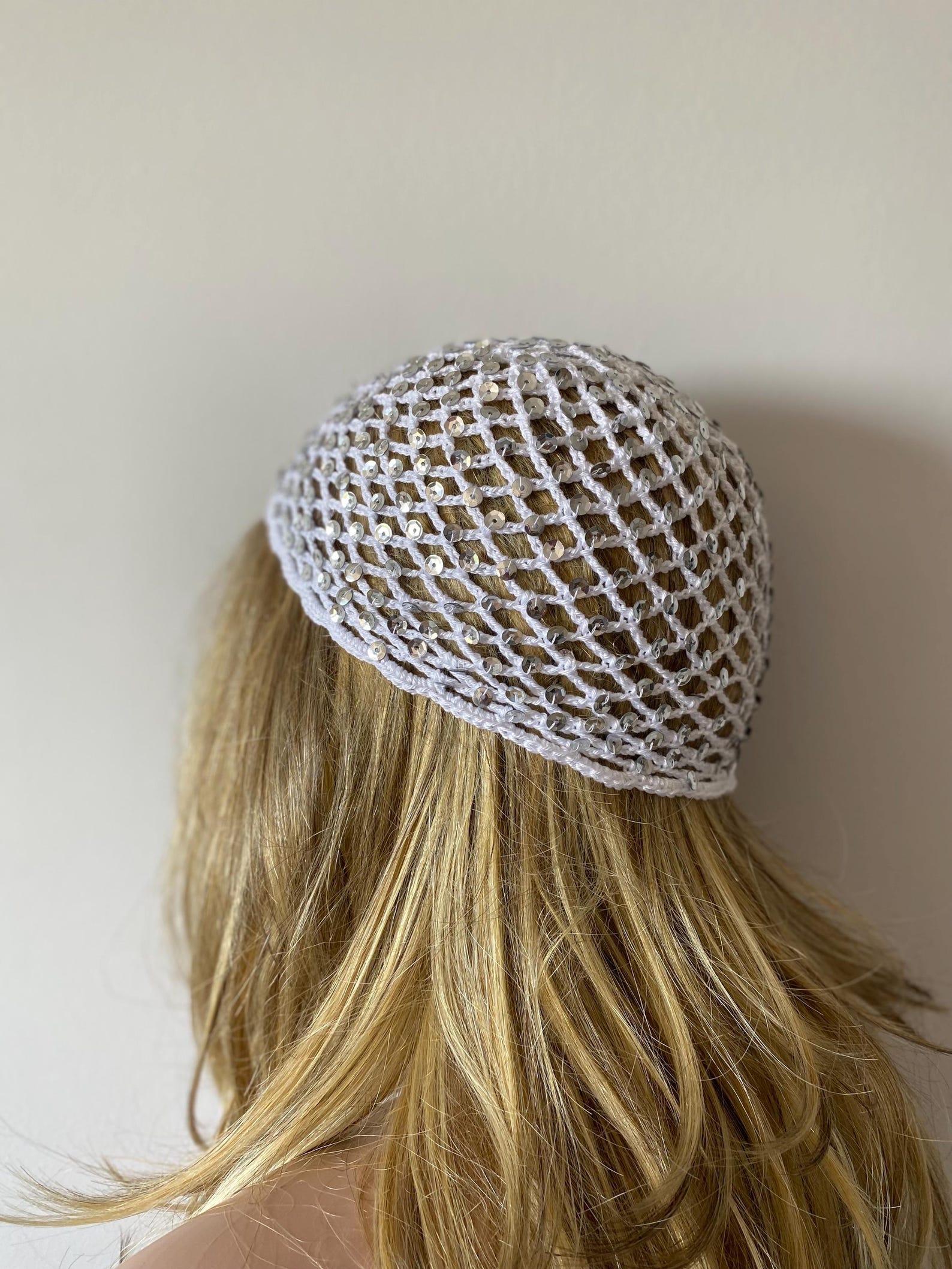 Netted Hat Crochet White Mesh Hat, All Color Skull Cap, Netted Beanie, Handmade ...