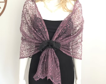 Purple Evening Shawl, Purple Waved  Shoulder Top, Purple Wrap, Wedding Shawl, Bridal Cover Up, Bridesmaid Gift