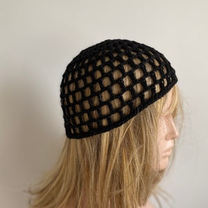 Crochet Black Mesh Hat, All Color Skull Cap, Netted Mesh Beanie, Handmade hat, Mesh Beanie