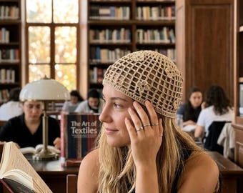 Flower Crochet Cotton Mesh Hat: All Color Skull Cap, Netted Beanie, Handmade