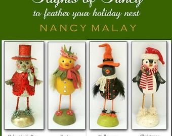 Flights of Fancy to Feather Your Holiday Nest- a tutorial for creating 4 different Holiday birds