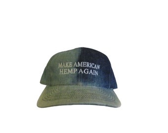 Sombrero de papá de mezclilla de cáñamo hecho en Estados Unidos descolorido a mano