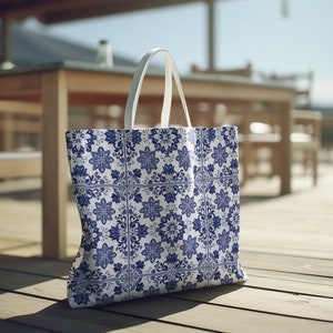 Portugal Custom Tote Bag Portugal Gift Portugal Beach Bag Portugal Souvenir Azulejo Gift for Family Portuguese Gifts