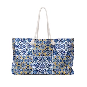 Portuguese Azulejo Tile Weekender Bag - Beautiful Portuguese Gift for Beach!!