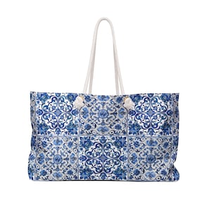 Portuguese Azulejo Tile Weekender Bag - Beautiful Portuguese Gift for Beach!!