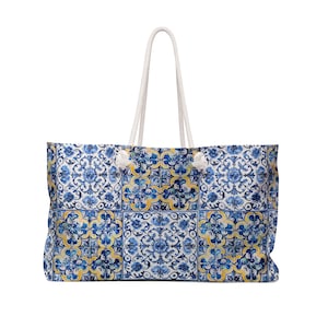 Portuguese Azulejo Tile Weekender Bag - Beautiful Portuguese Gift for Beach!!