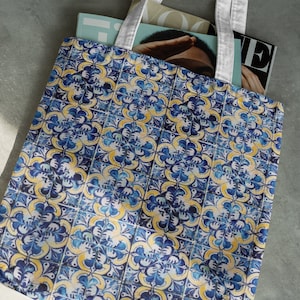Portuguese Azulejo Tile Cultural Tote Bag - Perfect Portuguese Beach Bag Gift