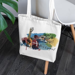 Portuguese Water Color Tote - Perfect Portugal Beach Gift - Portuguese Azulejos Tote bag, Portugal Tote, Beach Bag, Blue Tile tote, Book Bag