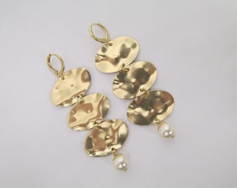 Brass Earrings - Swarovski Pearl