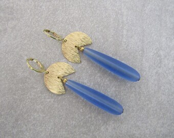 Brass Earrings - Blue