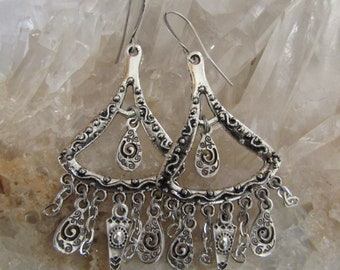 Silver Chandelier Tribal Earrings