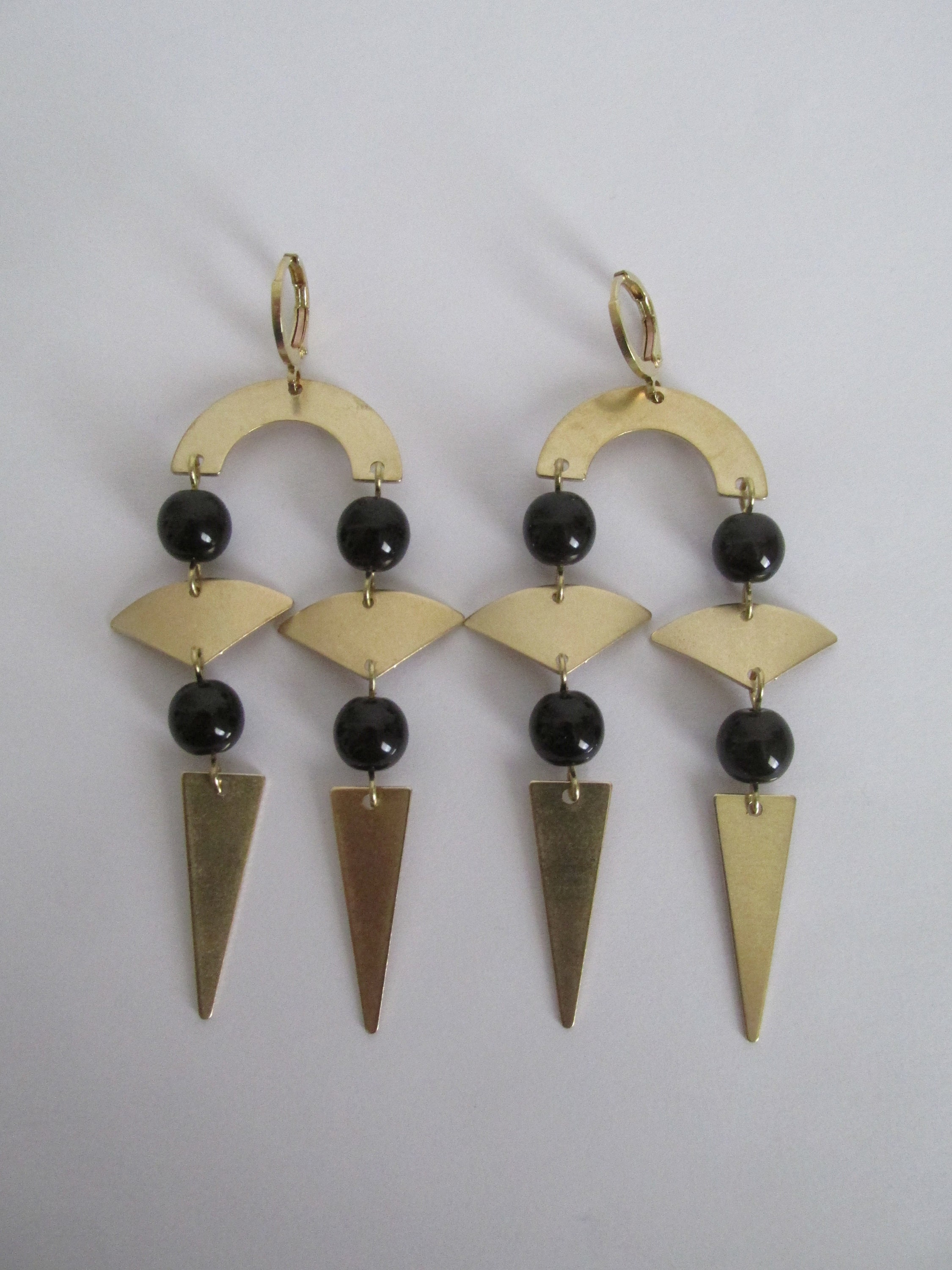 Brass Tribal Earrings Black | Etsy
