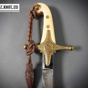 Handmade Turkish Shamshir Sword: Etched Carbon Steel Kilij, Walnut Handle