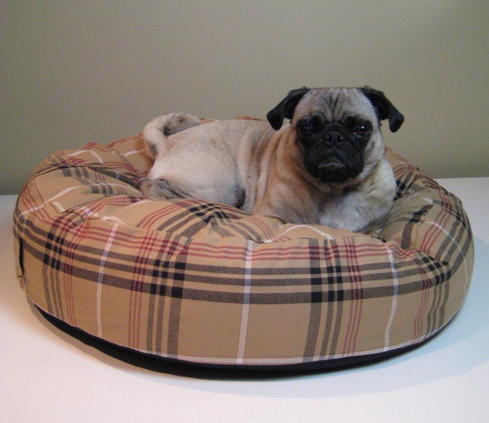 Dog Bed BurBerry Plaid Nova Check Washable 30 Inch Round Pet Etsy