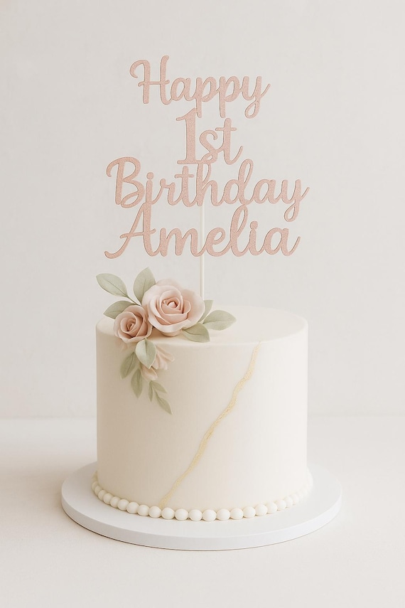 Personalised Glitter Cake Topper, Custom Name & Age, Birthday Decoration