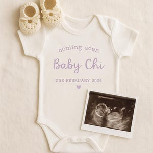 Personalised Baby Grow, Pregnancy Announcement Bodysuit, Custom Baby Reveal Onesie, Coming Soon Baby Gift, Due Date Keepsake