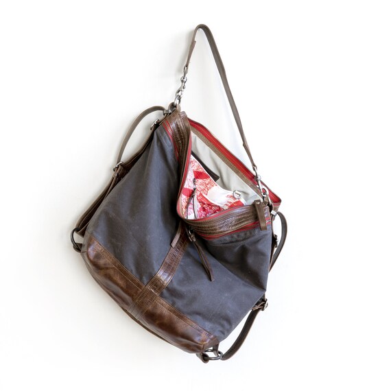 Waxed Canvas Hobo Bag Vintage Hoop Hobo Pack Limited Etsy